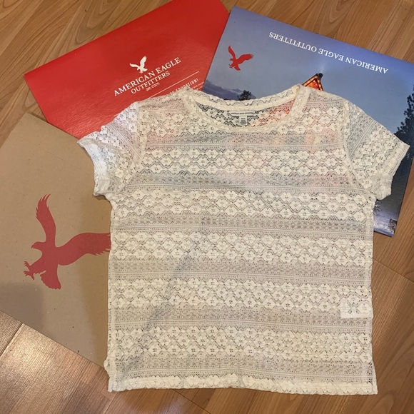 American Eagle Outfitters Tops - White Lace Short Sleeve Top